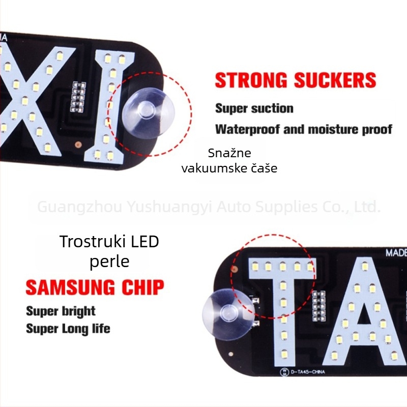 Automobilska LED TAXI indikator svjetlo, TAXIDX model, 12V, 3W, ABS.