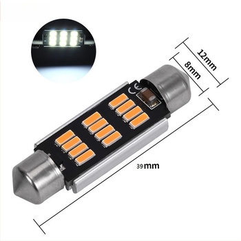 LED svjetlo za krov automobila, model 39MM-4014-12SMD, LED izvor, napon 10–28V, snaga 1.8W, svjetlosni tok 500 lm