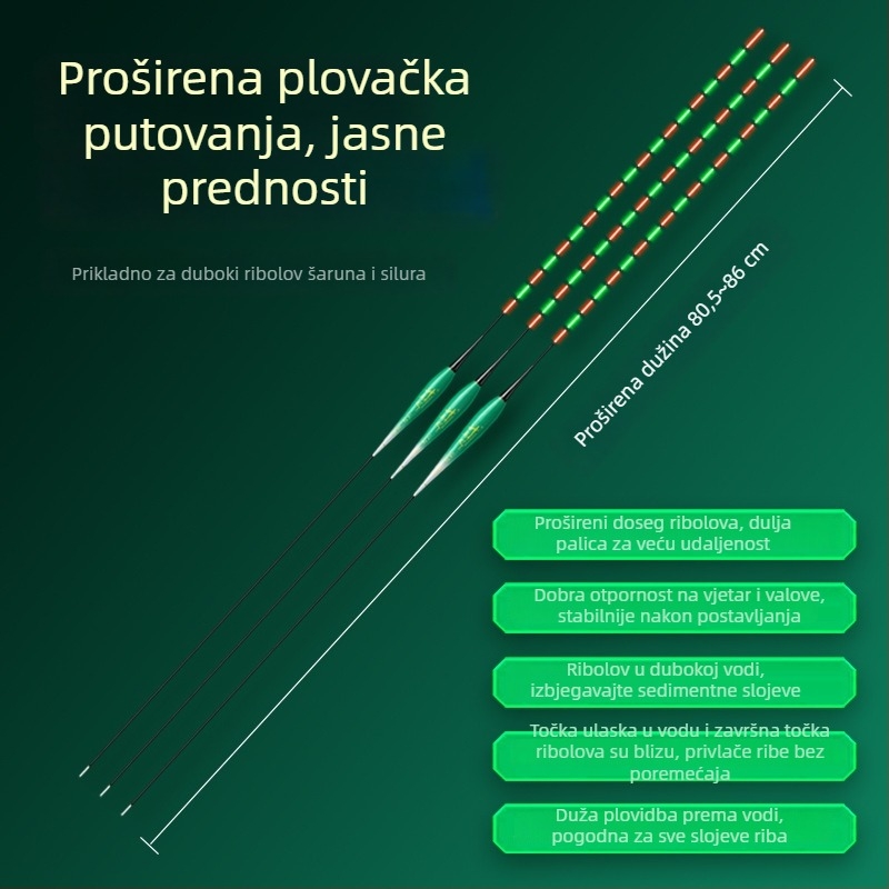 Ribolovni plut s osvijetljenim tijelom, dvostruka upotreba, otporan na vjetar i valove, debeli rep • Materijal: kompozitni materijal • Marka: Default Item