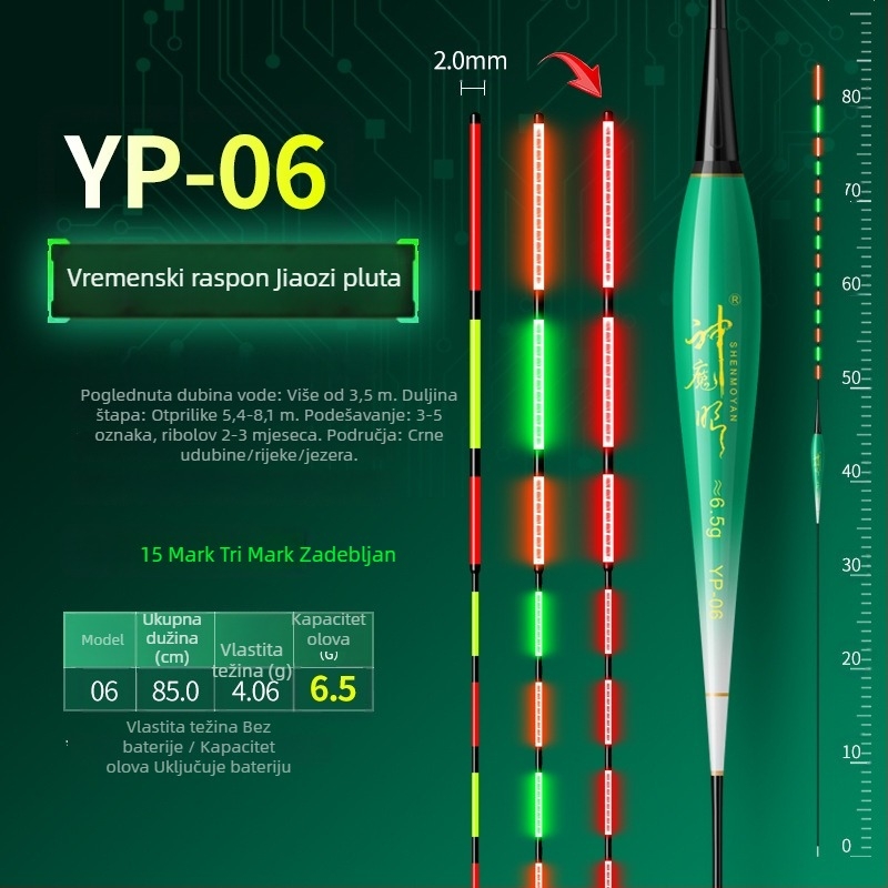 Ribolovni plut s osvijetljenim tijelom, dvostruka upotreba, otporan na vjetar i valove, debeli rep • Materijal: kompozitni materijal • Marka: Default Item
