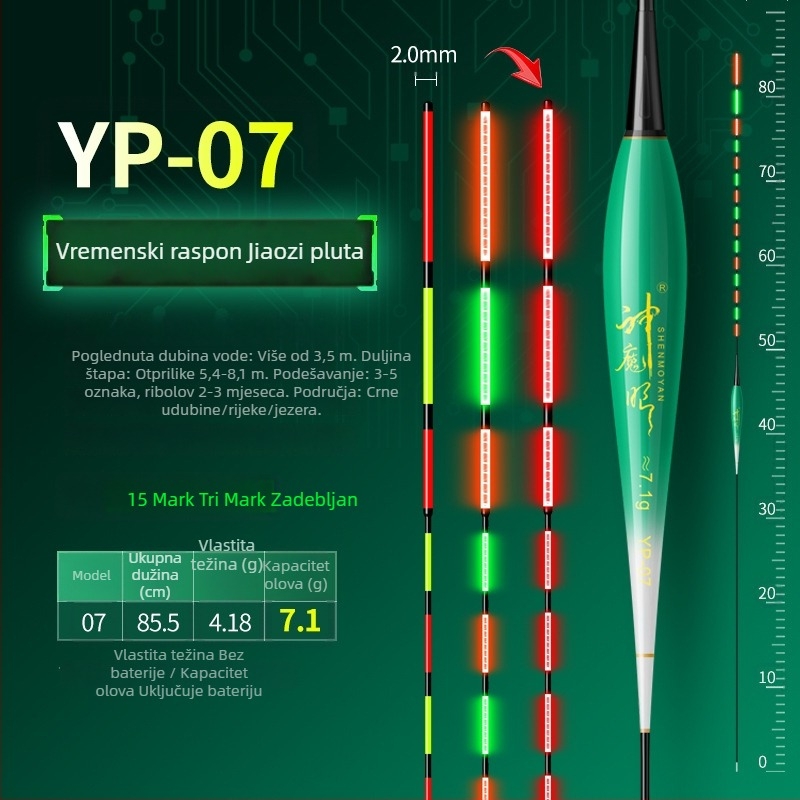 Ribolovni plut s osvijetljenim tijelom, dvostruka upotreba, otporan na vjetar i valove, debeli rep • Materijal: kompozitni materijal • Marka: Default Item