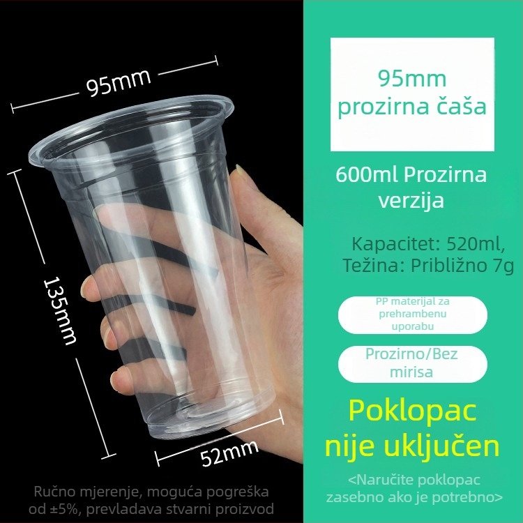 Jednokratna PP ovalna čaša, prilagodljiv uzorak, moguć prilagodbe, mikrovalna pećnica nije prikladna