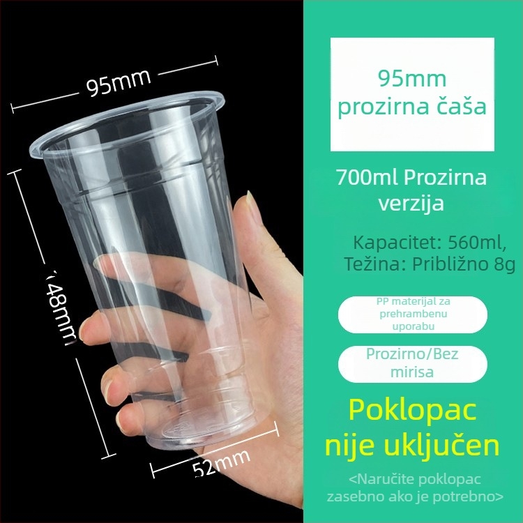 Jednokratna PP ovalna čaša, prilagodljiv uzorak, moguć prilagodbe, mikrovalna pećnica nije prikladna