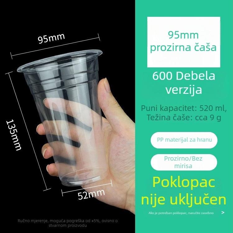 Jednokratna PP ovalna čaša, prilagodljiv uzorak, moguć prilagodbe, mikrovalna pećnica nije prikladna