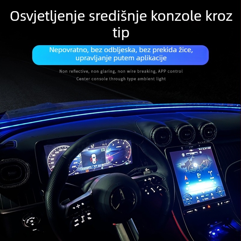 Univerzalna automobilska LED ambijentalna rasvjeta za ploču mjenjača i prednje staklo, USB napajanje, upravljanje putem aplikacije, model S07
