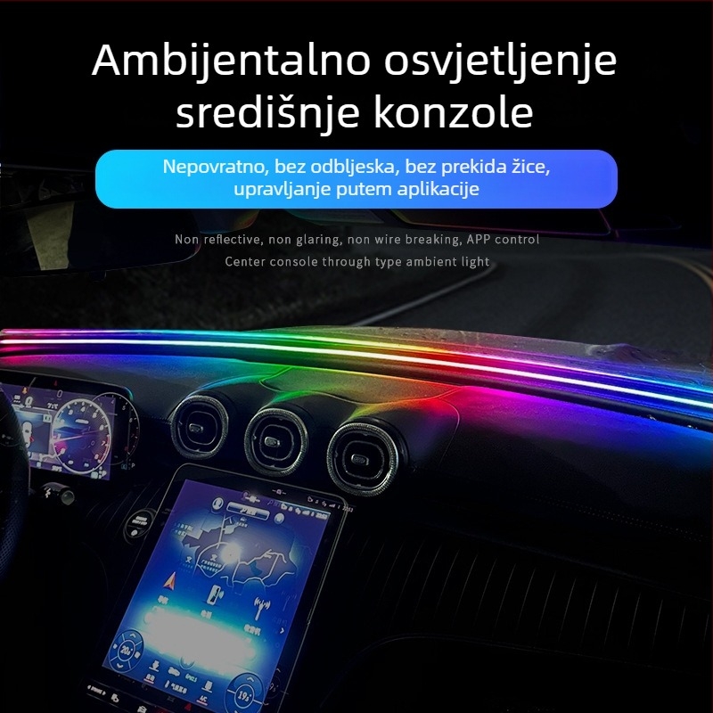Univerzalna automobilska LED ambijentalna rasvjeta za ploču mjenjača i prednje staklo, USB napajanje, upravljanje putem aplikacije, model S07