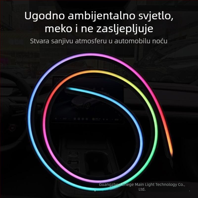 Nova USB automobilska ambijentalna svjetlost za instrument ploču – omotavajući LED silikon svjetlo za vjetrobransko staklo