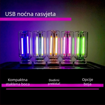 USB noćna lampica s dodirnim upravljanjem, DIY kreativna atmosfera za spavaću sobu i automobil, mini dimabilna LED lampica u keramičkoj staklanoj bočici, model 510