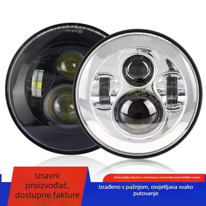 LED far za motocikl i automobil, avionski aluminij, universalna kompatibilnost, ulaz 12–48V, struja 2.3A, prilagodljivo