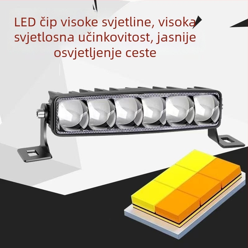 LED far automobila s laserskim kanonom – šest LED-ova, 12–72V, montaža na prednji branik vijcima, kompatibilan s automobilom i kamionom