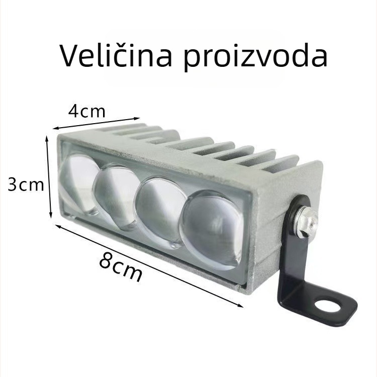 LED laserski reflektor s četiri leće za automobile i kamione — aluminijsko kućište, 30W, 12–30V, univerzalna kompatibilnost