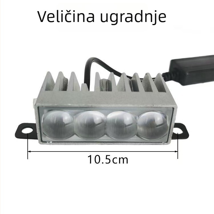 LED laserski reflektor s četiri leće za automobile i kamione — aluminijsko kućište, 30W, 12–30V, univerzalna kompatibilnost