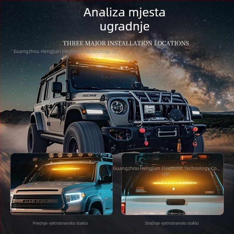 LED svjetlo s promjenom boje i strob efekta, fleksibilna LED traka s usisnom čašom za vozilo, upozoravajuće svjetlo i signal za prelaznu traku