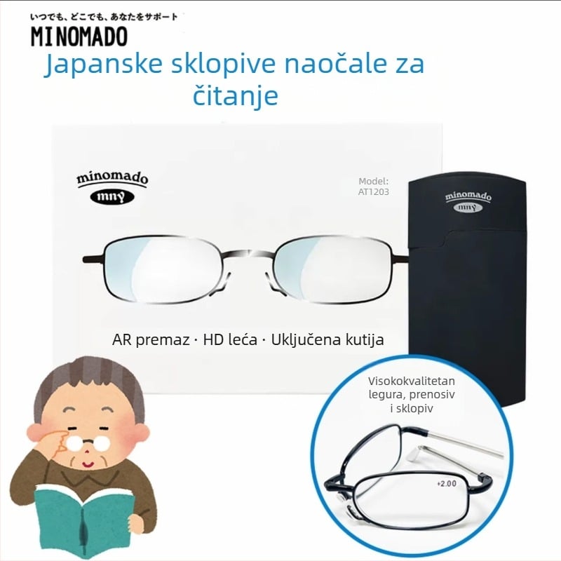 Sklope naočale za čitanje s zaštitom od plave svjetlosti, ultra lagane, HD leće, kompatibilne s dioptrijskim lećama za starije osobe