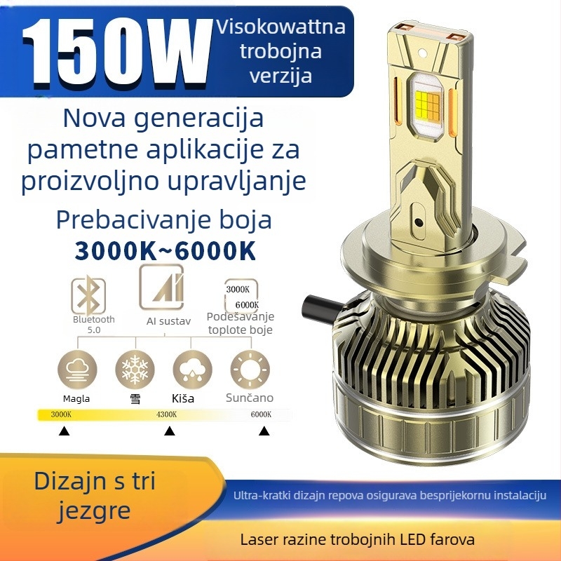 Automobilska LED prednja svjetla s APP upravljanjem, laser, 9-36V, 150W, 98600 lm, Model R80-APP, Životni vijek 30000h