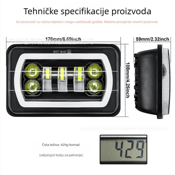 LED radna svjetiljka za Jeep Wrangler s Angel Eye — aluminijsko kućište, IP67, 24V, 55W, 7 LED