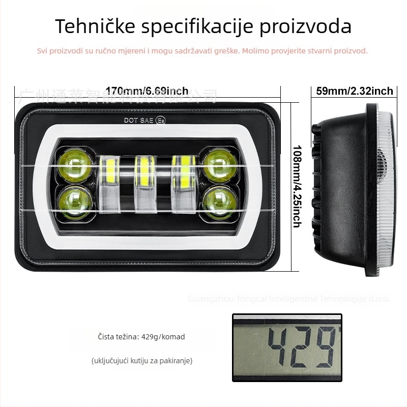 LED radna svjetiljka za Jeep Wrangler s Angel Eye — aluminijsko kućište, IP67, 24V, 55W, 7 LED