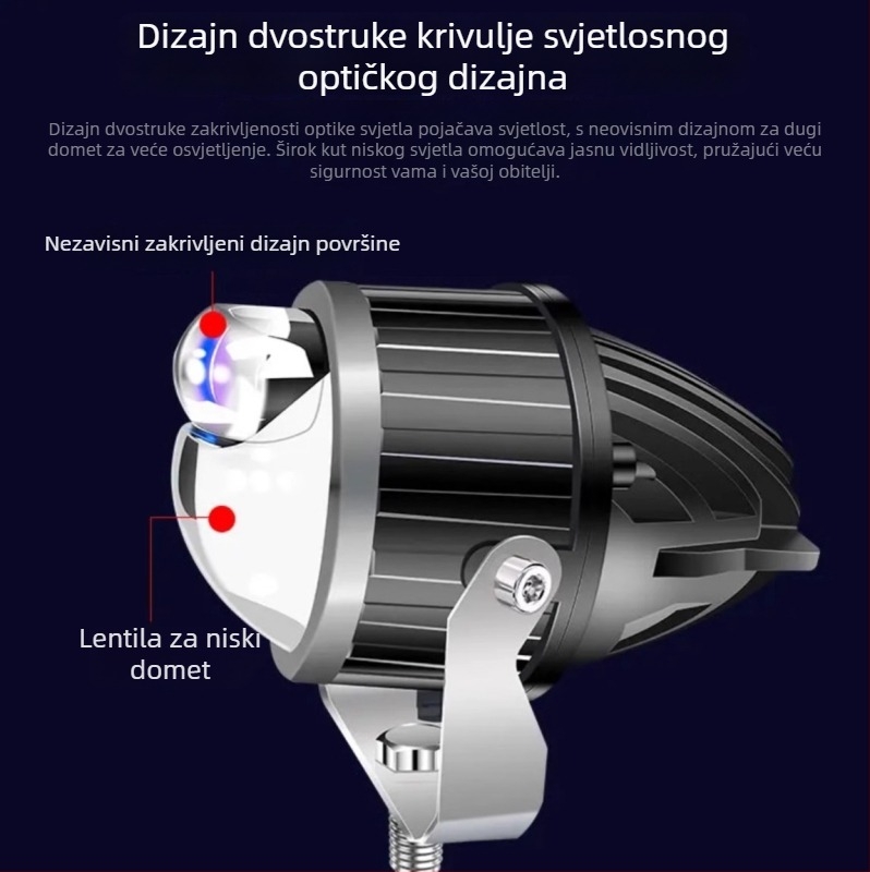 OFF-ROAD LED reflektor s integriranom laserskom lećom: blizak i daleki snop svjetla, IP68 vodootporan, 12V, 100W, 5000–6500 lm