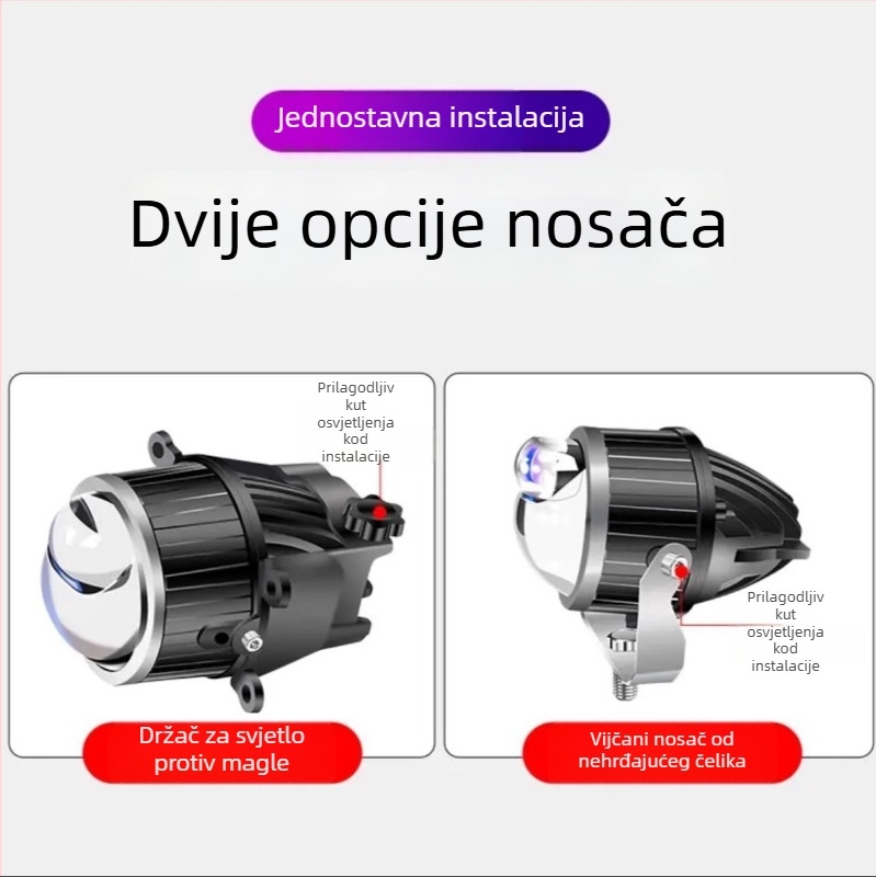 OFF-ROAD LED reflektor s integriranom laserskom lećom: blizak i daleki snop svjetla, IP68 vodootporan, 12V, 100W, 5000–6500 lm