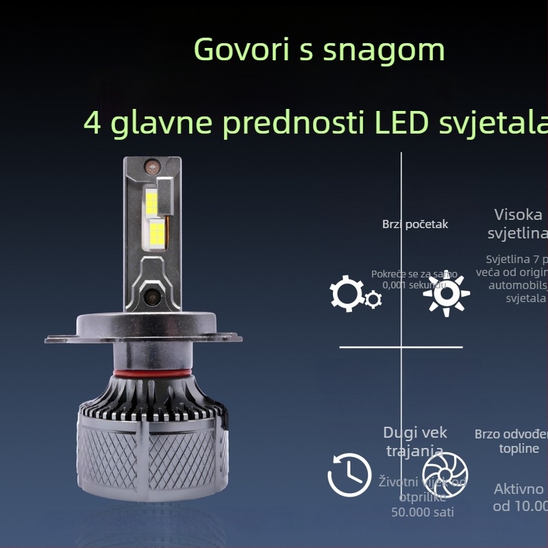 LED prednje auto svjetlo 65W, 12V, IP68, 4500 lm, avionski aluminij