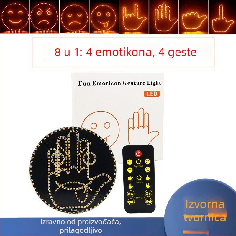 Automobilsko gestno svjetlo s nasmiješenim licem LED, Model 4556, 5V, 0.1A, 1W, ABS
