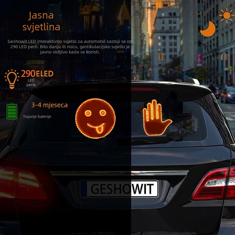 Automobilsko gestno svjetlo s nasmiješenim licem LED, Model 4556, 5V, 0.1A, 1W, ABS