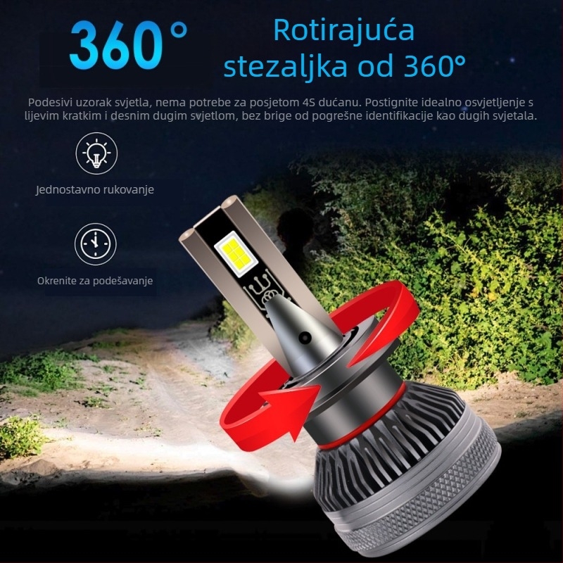 H7 automobilska LED prednja svjetla, Bullet stil, dvostruka bakrena cijev, 70W po paru, 5000LM, 10-30V, Plug-and-Play s kontrolom temperature