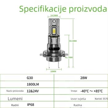 LED automobilska svjetla G30 serija, 28W, 12V, IP68, 1800 lm, univerzalna kompatibilnost