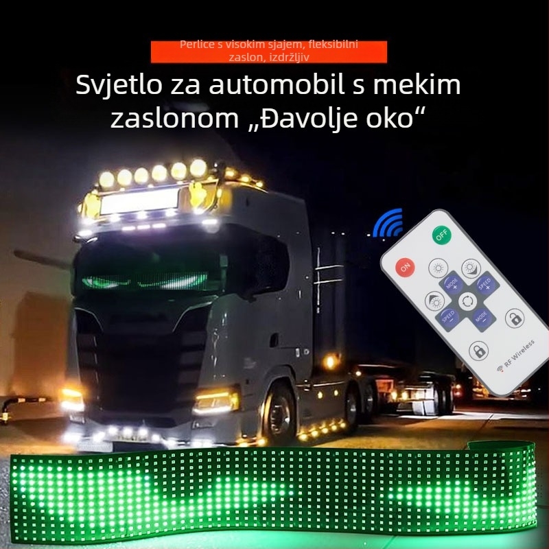 LED dinamični fleksibilni zaslon Đavolje oko za kamione – ultra tanka naljepnica za prozor automobila, svjetlo za upozorenje