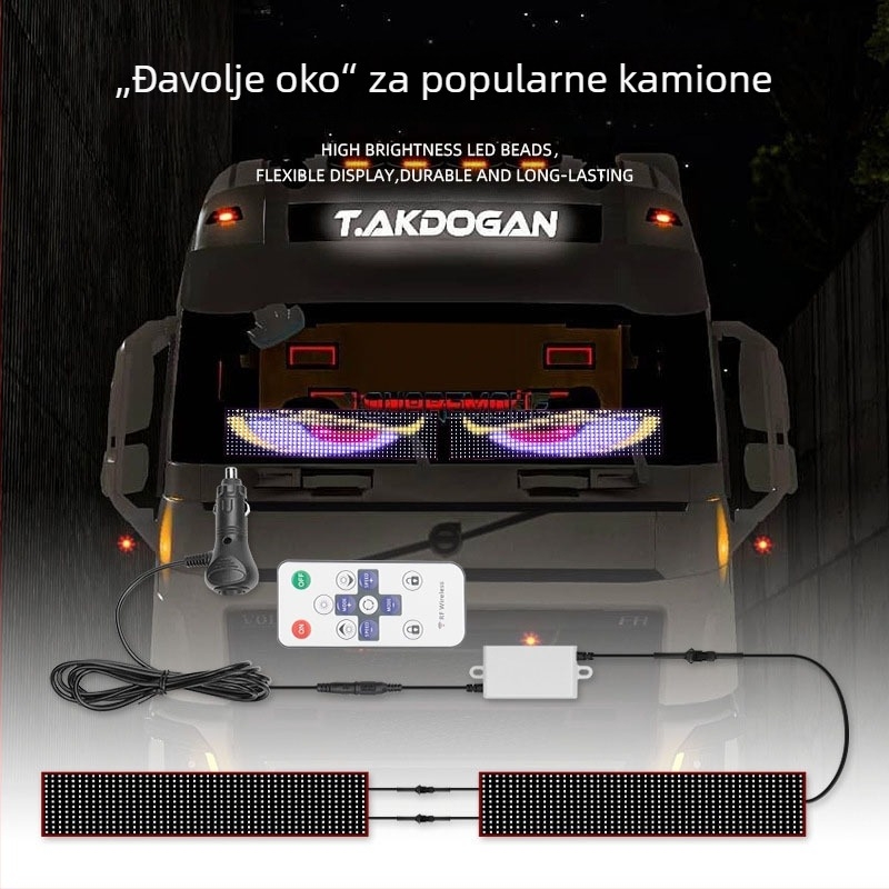 LED dinamični fleksibilni zaslon Đavolje oko za kamione – ultra tanka naljepnica za prozor automobila, svjetlo za upozorenje