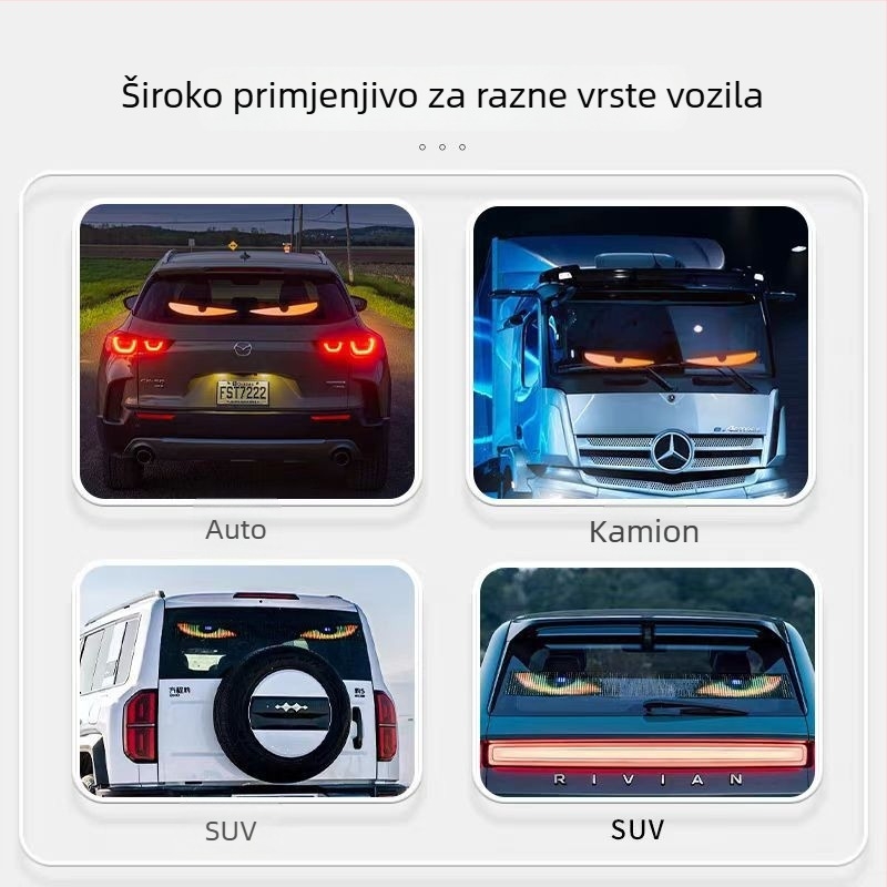 LED dinamični fleksibilni zaslon Đavolje oko za kamione – ultra tanka naljepnica za prozor automobila, svjetlo za upozorenje