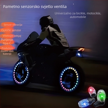 Svjetlo ventila za gumu s LED upozorenjem - Auto i motocikl LED svjetlo, model AZX-010, akril, 5V, 0.5W, kompatibilno sa svim modelima