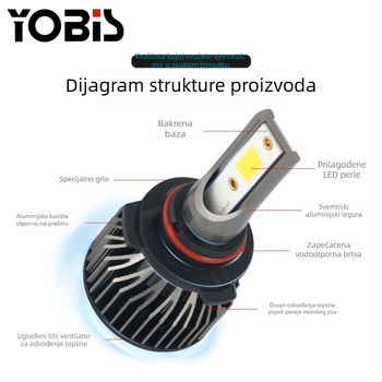 LED automobilni far, model V6-COB, 25W, 12V, 1800 lm, vijek trajanja 50.000 h.