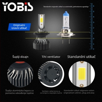 LED automobilni far, model V6-COB, 25W, 12V, 1800 lm, vijek trajanja 50.000 h.