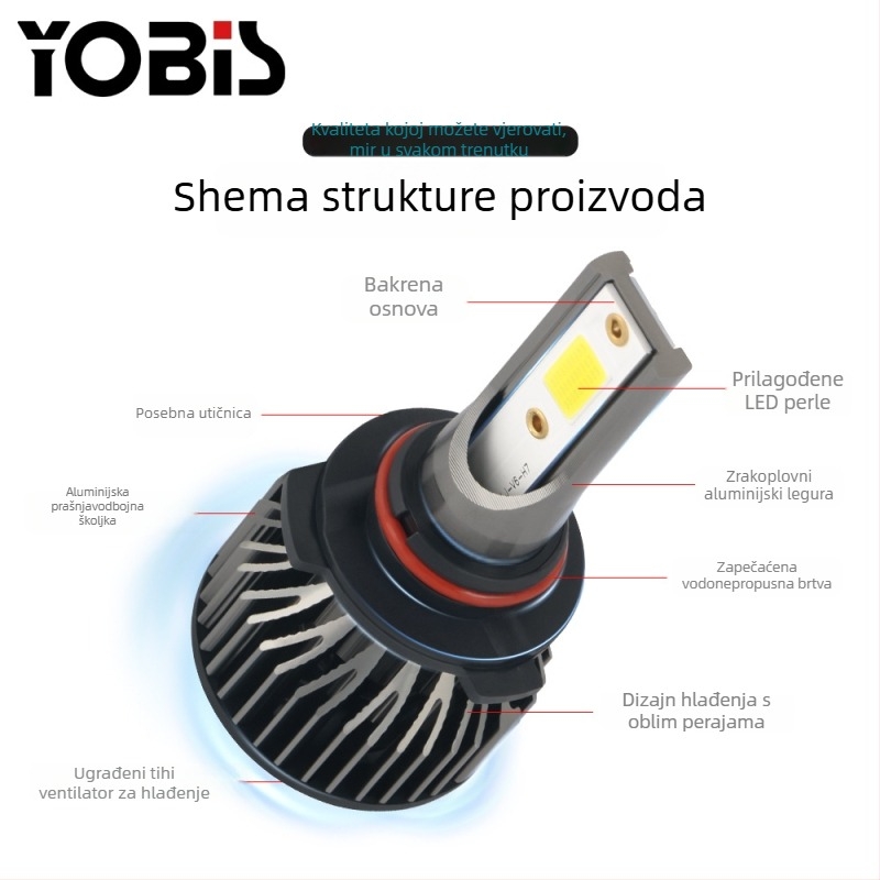 LED automobilni far, model V6-COB, 25W, 12V, 1800 lm, vijek trajanja 50.000 h.