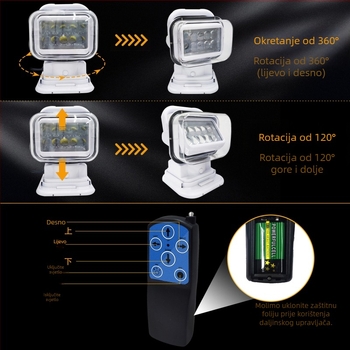 LED daljinsko upravljano vozilo svjetlo, 100W, 12/24V, model JL-2009B, LED izvor, vijek trajanja >30.000 sati