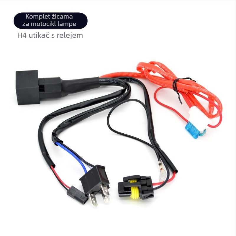 KEMAUTO Skupina za podešavanje svjetla motocikla H4 s troplug relejnom linijom, prilagodljivo obradivanje