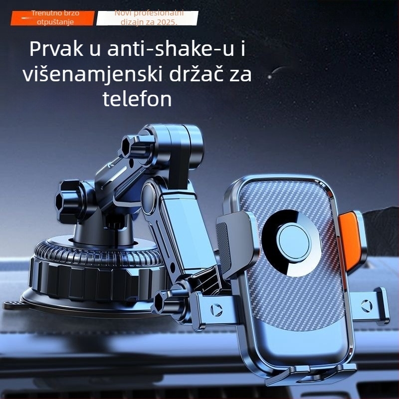 Držač za mobitel u automobilu s 5W punjenjem, otporan na udarce, ljepljiva montaža, kompatibilan s vizorom za sunce, instrument pločom i prednjim staklom