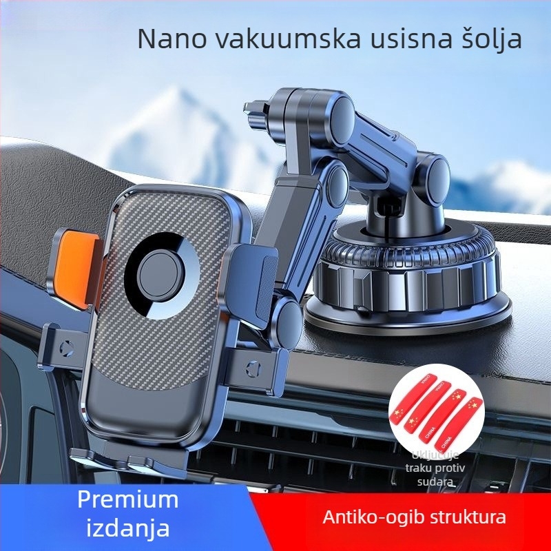 Držač za mobitel u automobilu s 5W punjenjem, otporan na udarce, ljepljiva montaža, kompatibilan s vizorom za sunce, instrument pločom i prednjim staklom