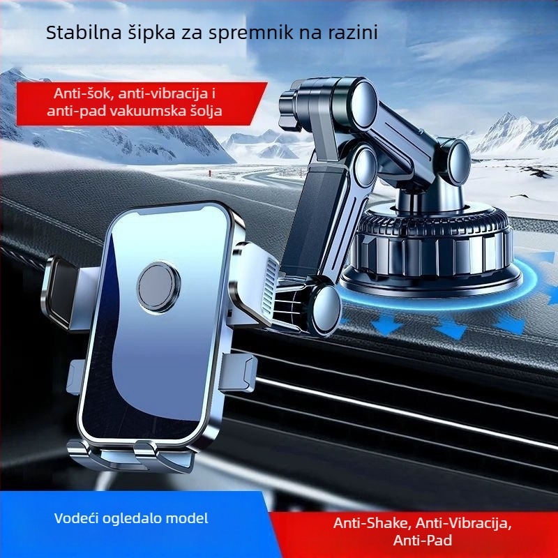Držač za mobitel u automobilu s 5W punjenjem, otporan na udarce, ljepljiva montaža, kompatibilan s vizorom za sunce, instrument pločom i prednjim staklom