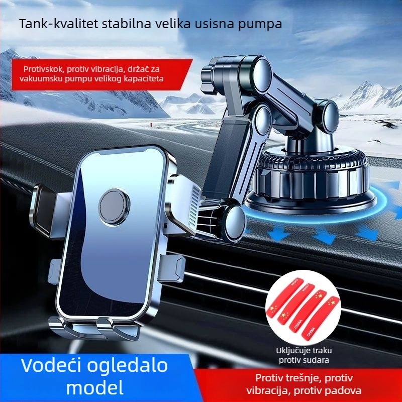 Držač za mobitel u automobilu s 5W punjenjem, otporan na udarce, ljepljiva montaža, kompatibilan s vizorom za sunce, instrument pločom i prednjim staklom