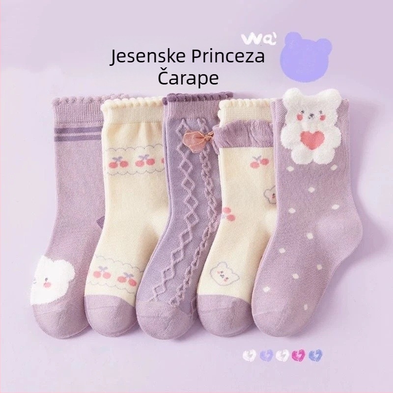 Dječje čarape do sredine potkoljenice s karikaturnim uzorkom, jesensko-zimske, poliester žakard, prozračne i upijaju znoj