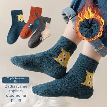 Dječje zimske čarape, debele terry, srednje dužine, unisex, s crtanim motivom, 3 para, za djecu 3–8 godina (100–140 cm)