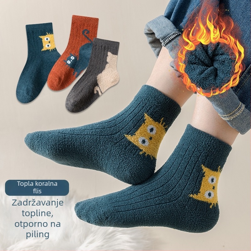 Dječje zimske čarape, debele terry, srednje dužine, unisex, s crtanim motivom, 3 para, za djecu 3–8 godina (100–140 cm)