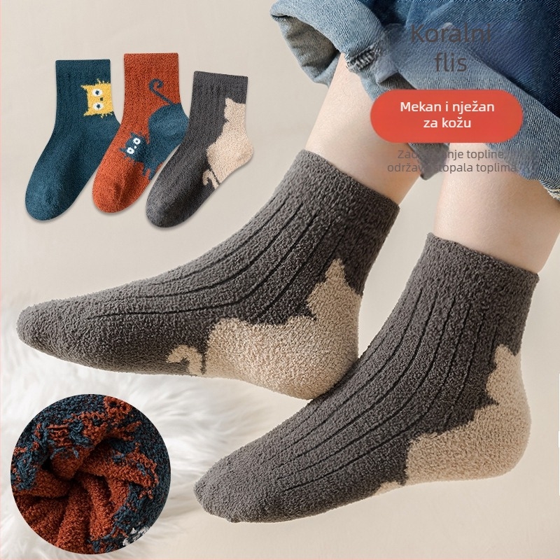 Dječje zimske čarape, debele terry, srednje dužine, unisex, s crtanim motivom, 3 para, za djecu 3–8 godina (100–140 cm)