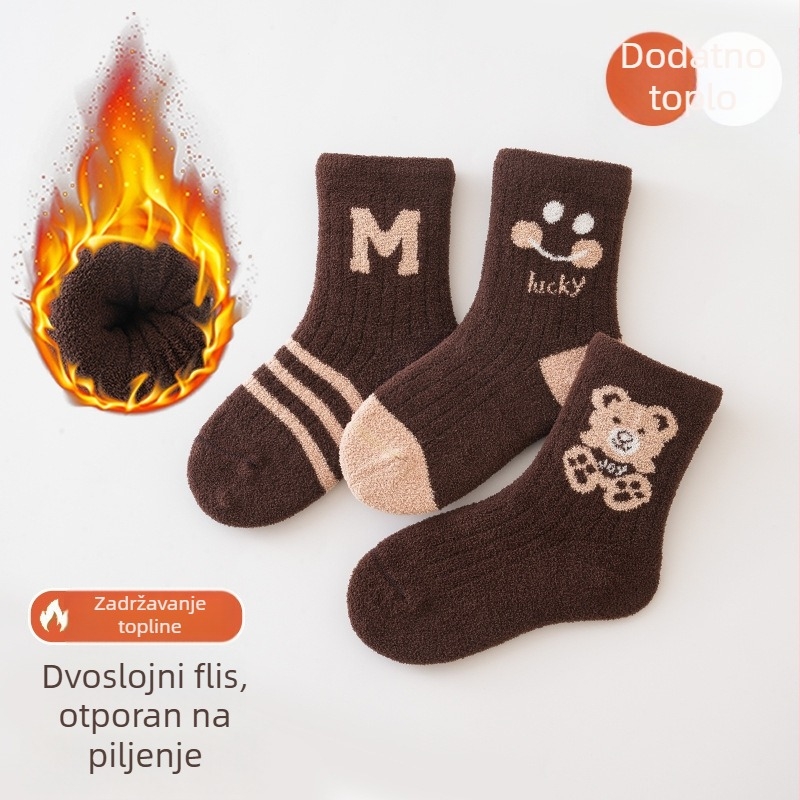 Dječje zimske čarape, debele terry, srednje dužine, unisex, s crtanim motivom, 3 para, za djecu 3–8 godina (100–140 cm)