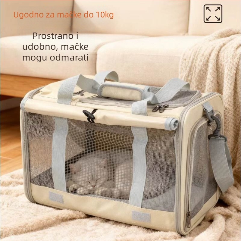 Torba za mačke s sklopivim kolica, velurova podstava, Oxford materijal – kapacitet 12, jednobojni uzorak, srednje tvrda do meka, pogodna za težinu 7 kg ili više