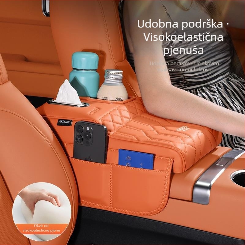 Povećavajuća podloga za kutiju naslona za ruke s pretincem za maramice i skladišnim prostorom, kompatibilno s Audi Q5L/A4L/A6L/A5L/Q3/Q2/Q7