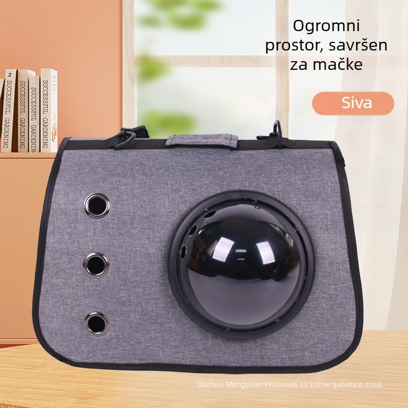Torba za kućne ljubimce preko ramena, sklopiva, prozračna torba za mačke s tri otvora, Oxford materijal, kapacitet do 6 kg, jednofarbni uzorak