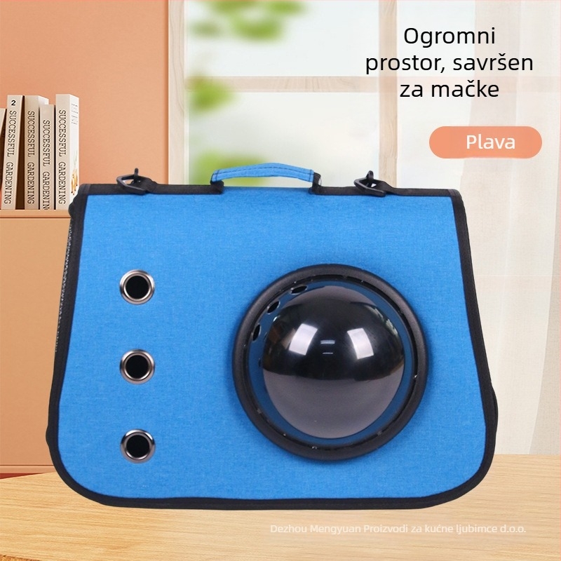 Torba za kućne ljubimce preko ramena, sklopiva, prozračna torba za mačke s tri otvora, Oxford materijal, kapacitet do 6 kg, jednofarbni uzorak